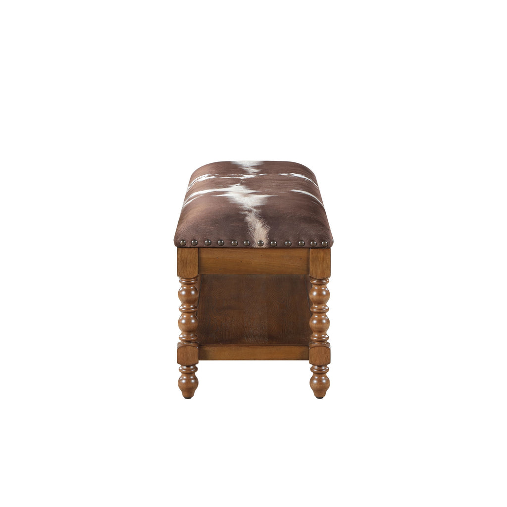 Harper Bench, Faux Cowhide Fabric | Prairie Lane - View 10