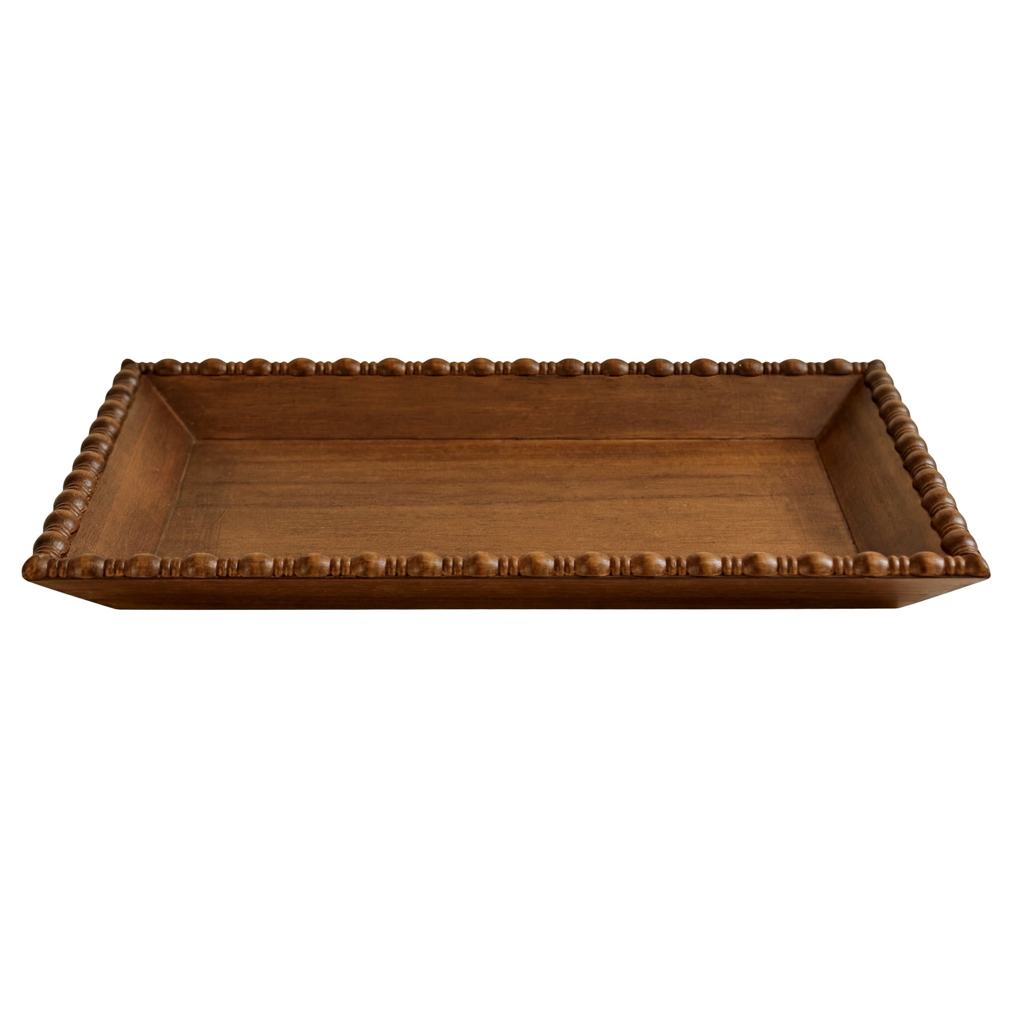 Harper Rustic Brown Decorative Tray with Beaded Rim, 18.7 x 12.4 inches | Prairie Lane - View 2