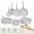 12-Piece Classic Ceramic Cookware Set, Agatha Blue | Prairie Lane - View 6