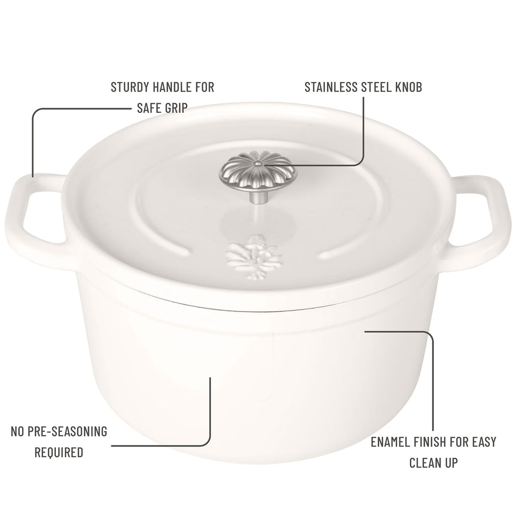 The Pioneer Woman 5-Quart Enameled Cast Iron Dutch Oven with Lid, Linen