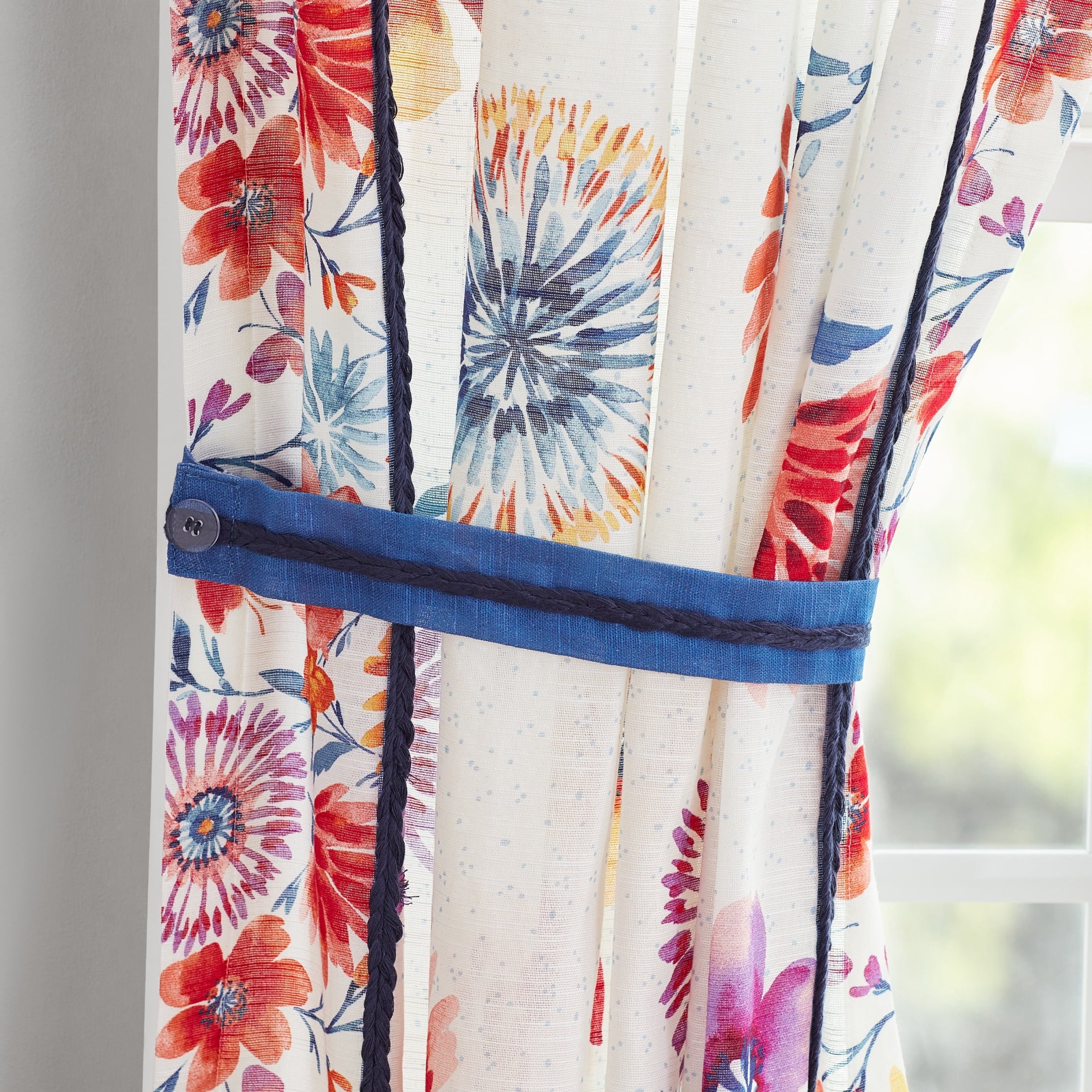 Sheer Cotton Curtain Panel, Floral,1 Panel, 50"W x 84"L | Prairie Lane - View 3