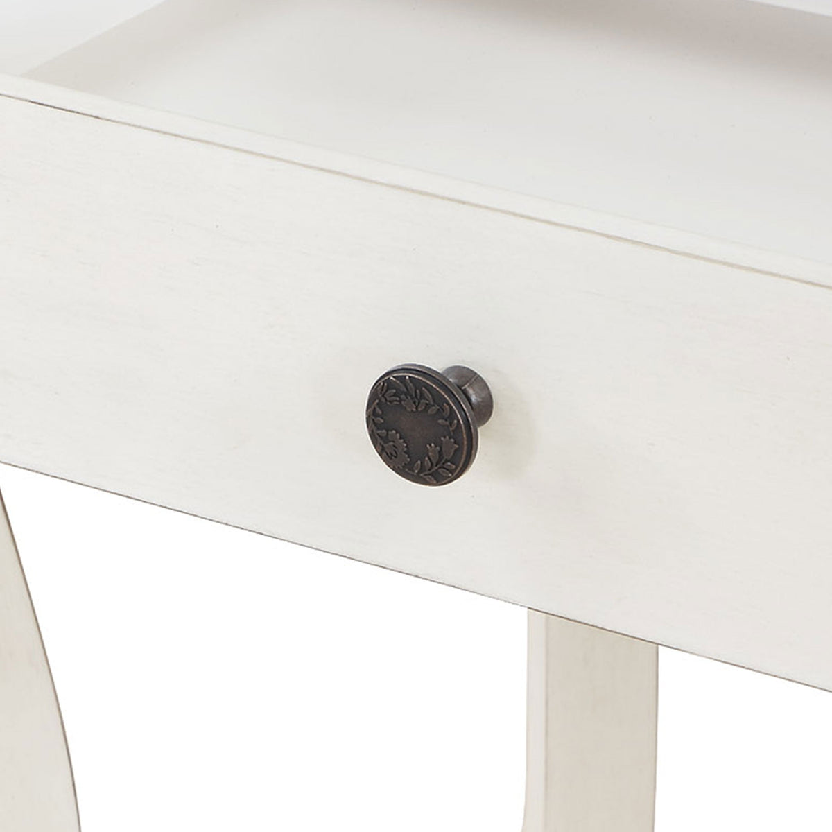 Vanity Set and Stool with Tri-Fold Mirror and Made With Solid Wood Frame, White | Prairie Lane - View 7