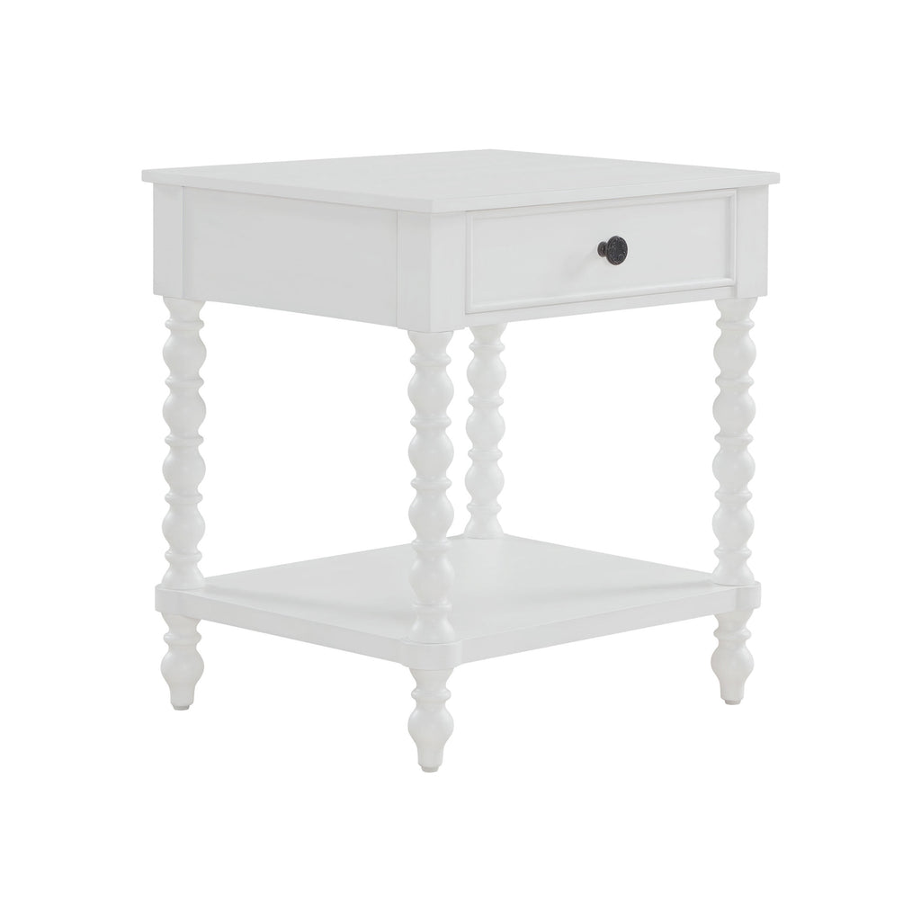 The Pioneer Woman Harper Spindle Nightstand with USB Charging Ports, Adults and Teens, White Finish