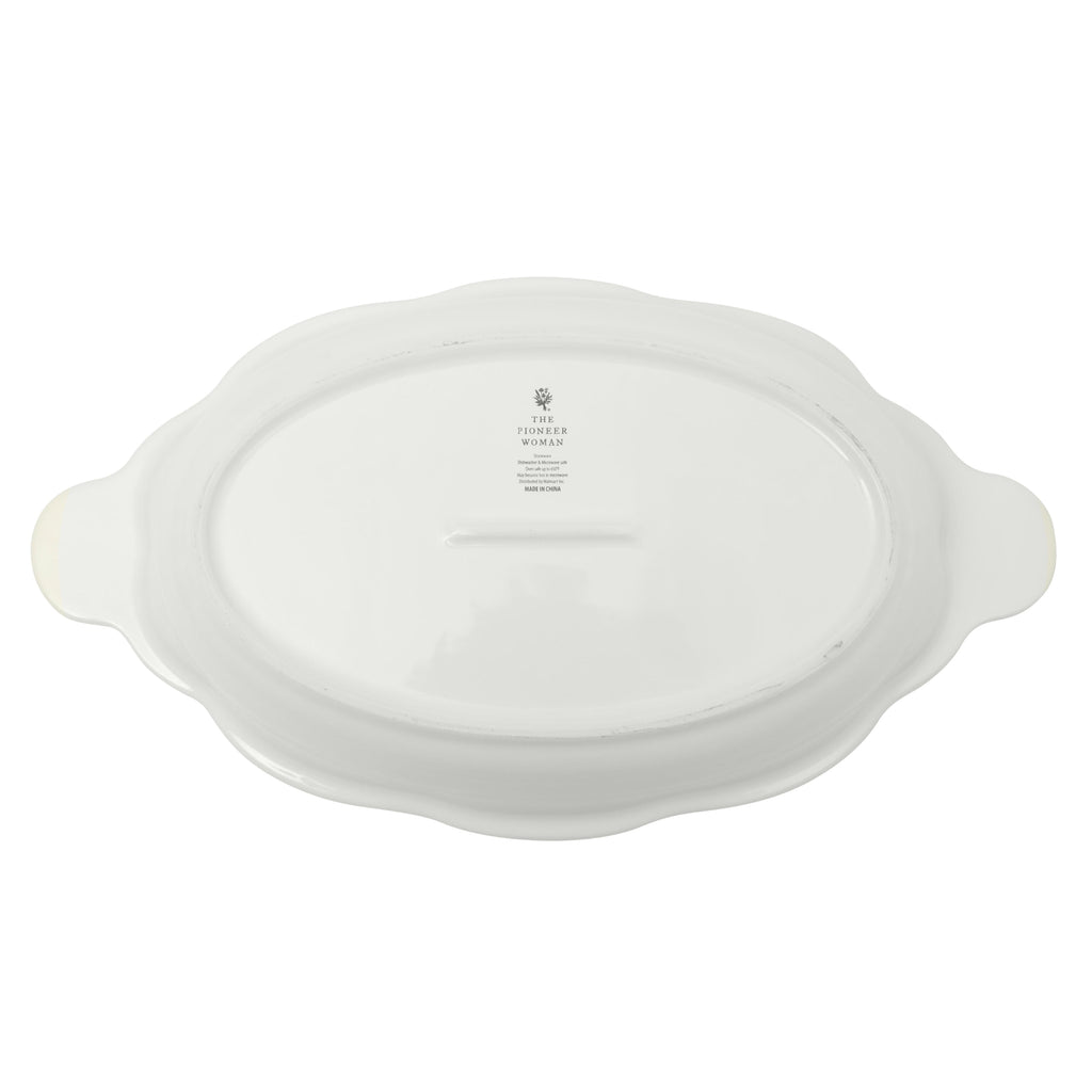 The Pioneer Woman 3-Quart Oval Pumpkin Stoneware Baker with Lid, Linen
