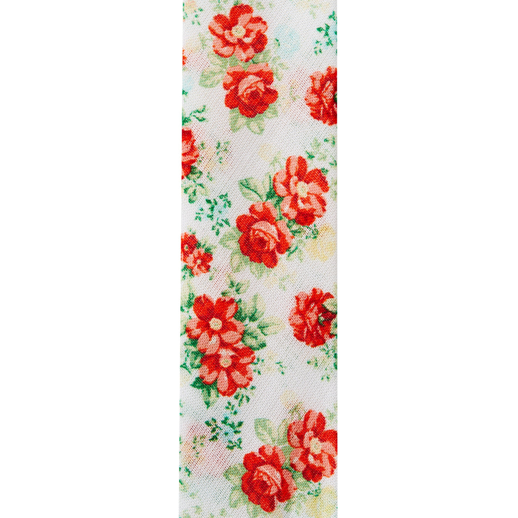 Vintage Floral White Double Fold Cotton Bias Tape Ribbon, 7/8" x 25 Yards | Prairie Lane - View 4
