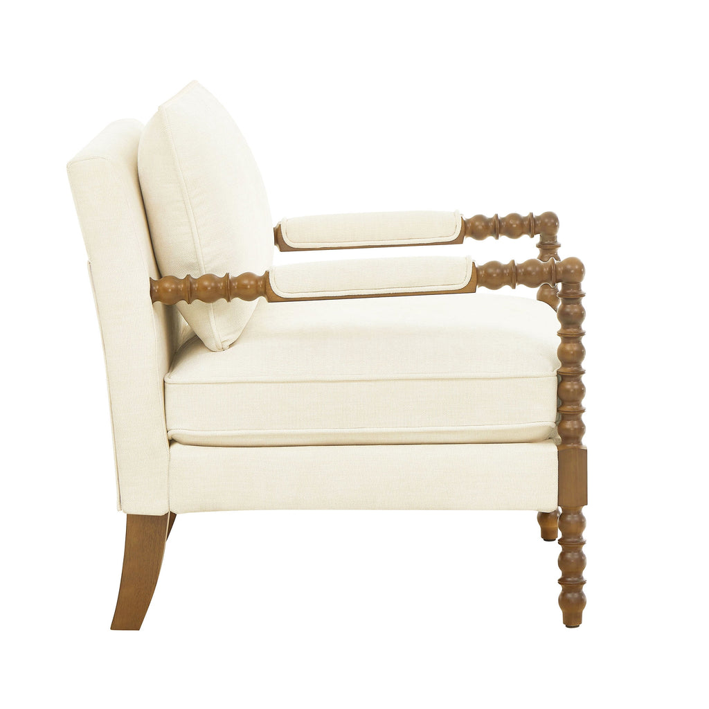 Pioneer Woman Harper Spindle Accent Chair, Antique White Fabric Upholstery