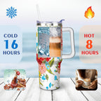 40 Oz Tumbler with Handle Lid and Straw Pioneer Flower Women Stainless Steel | Prairie Lane - View 4