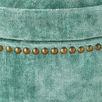 The Pioneer Woman Harper Round Velvet Storage Ottoman, Jade, 17.72 in