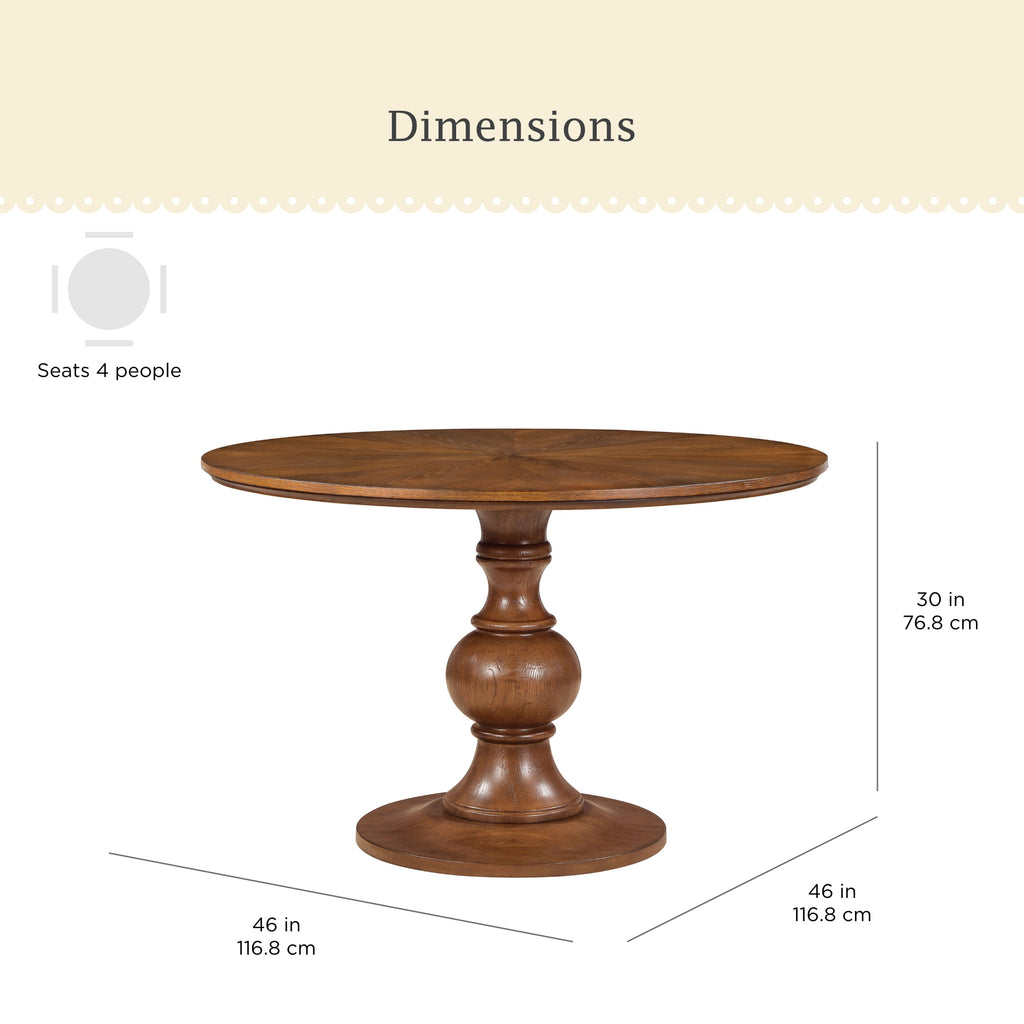 The Pioneer Woman Callie Round Dining Table, Heirloom Brown Finish