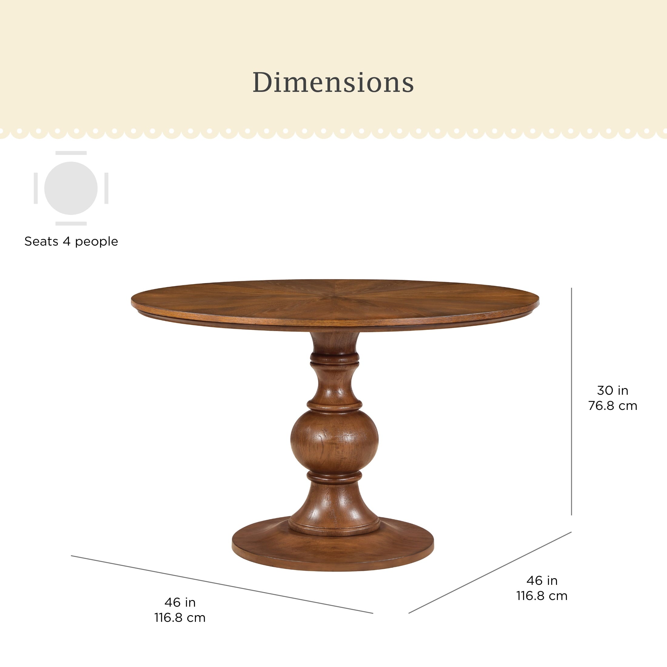 The Pioneer Woman Callie Round Dining Table, Heirloom Brown Finish