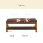 Harper Bench, Faux Cowhide Fabric | Prairie Lane - View 9