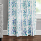 The Pioneer Woman Hattie Stripe 2 Pack Curtain Panel, BCI Cotton, Floral, Blue, RodPocket, 40" W x 84" L