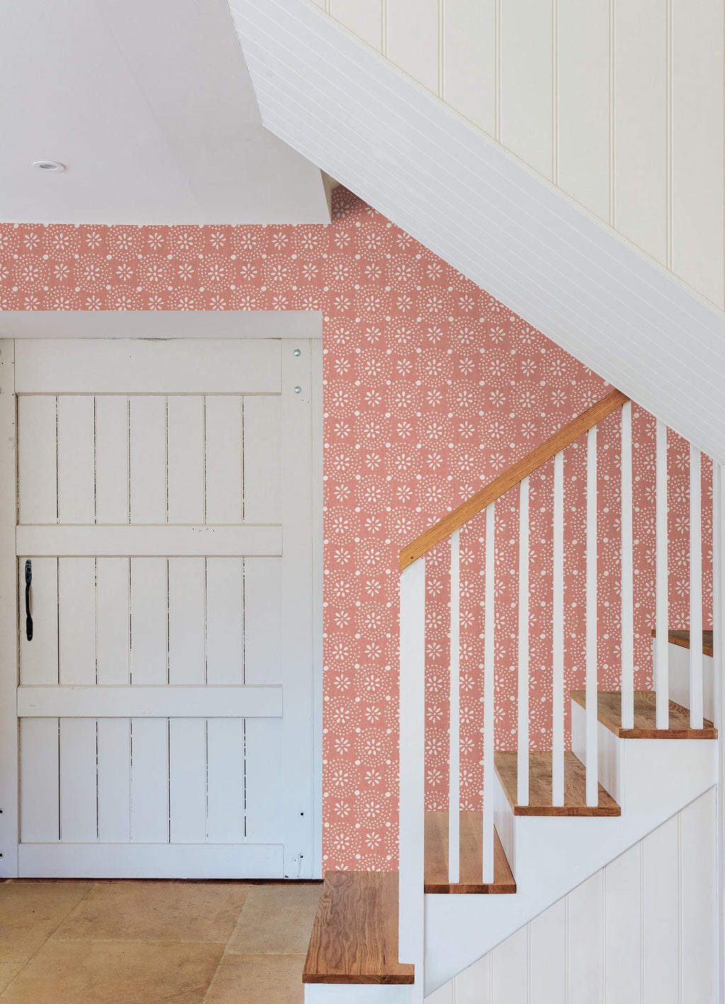 Green Floral Geo Peel And Stick Vinyl Wallpaper | Prairie Lane - View 2