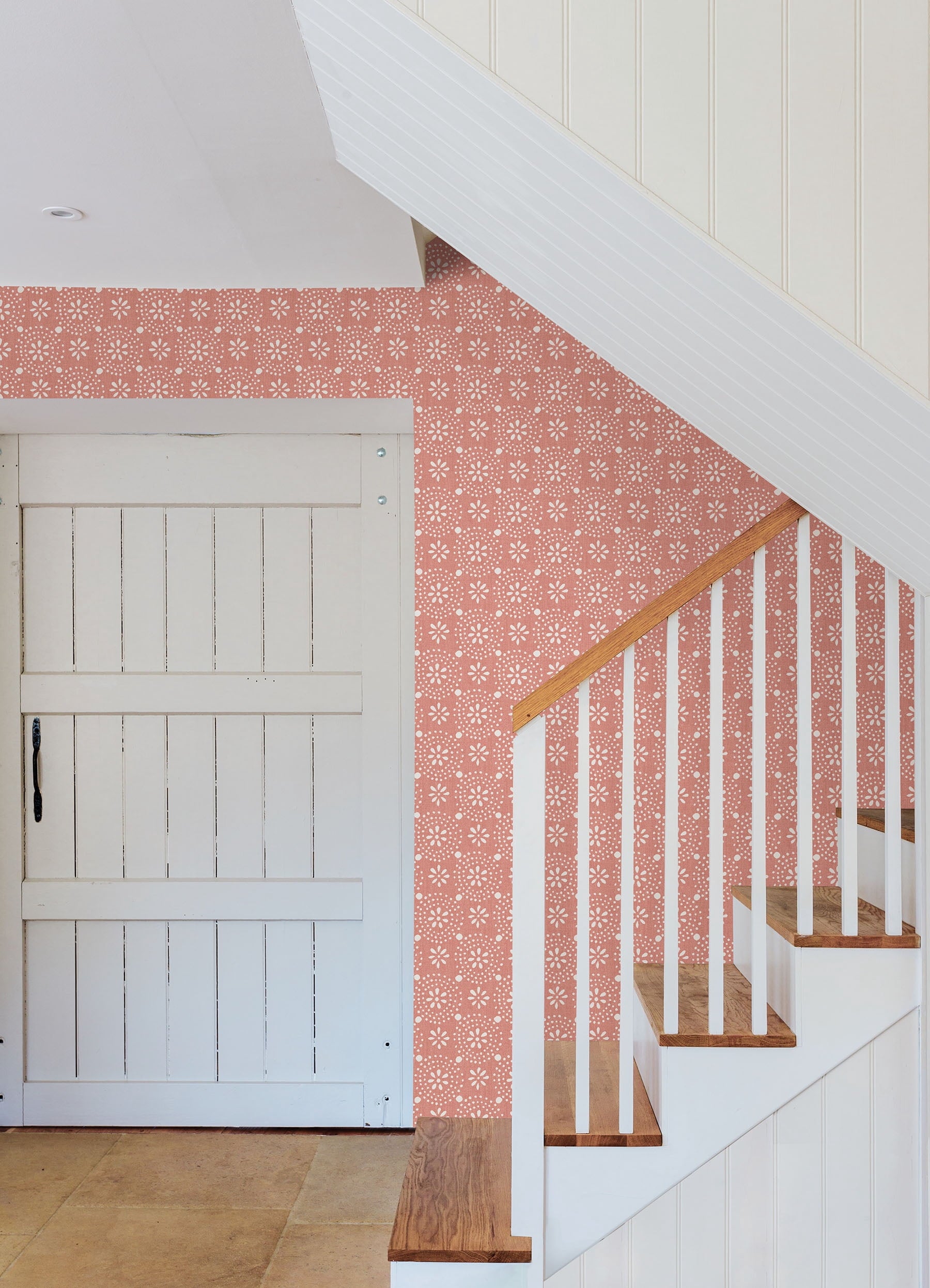 Green Floral Geo Peel And Stick Vinyl Wallpaper | Prairie Lane - View 2