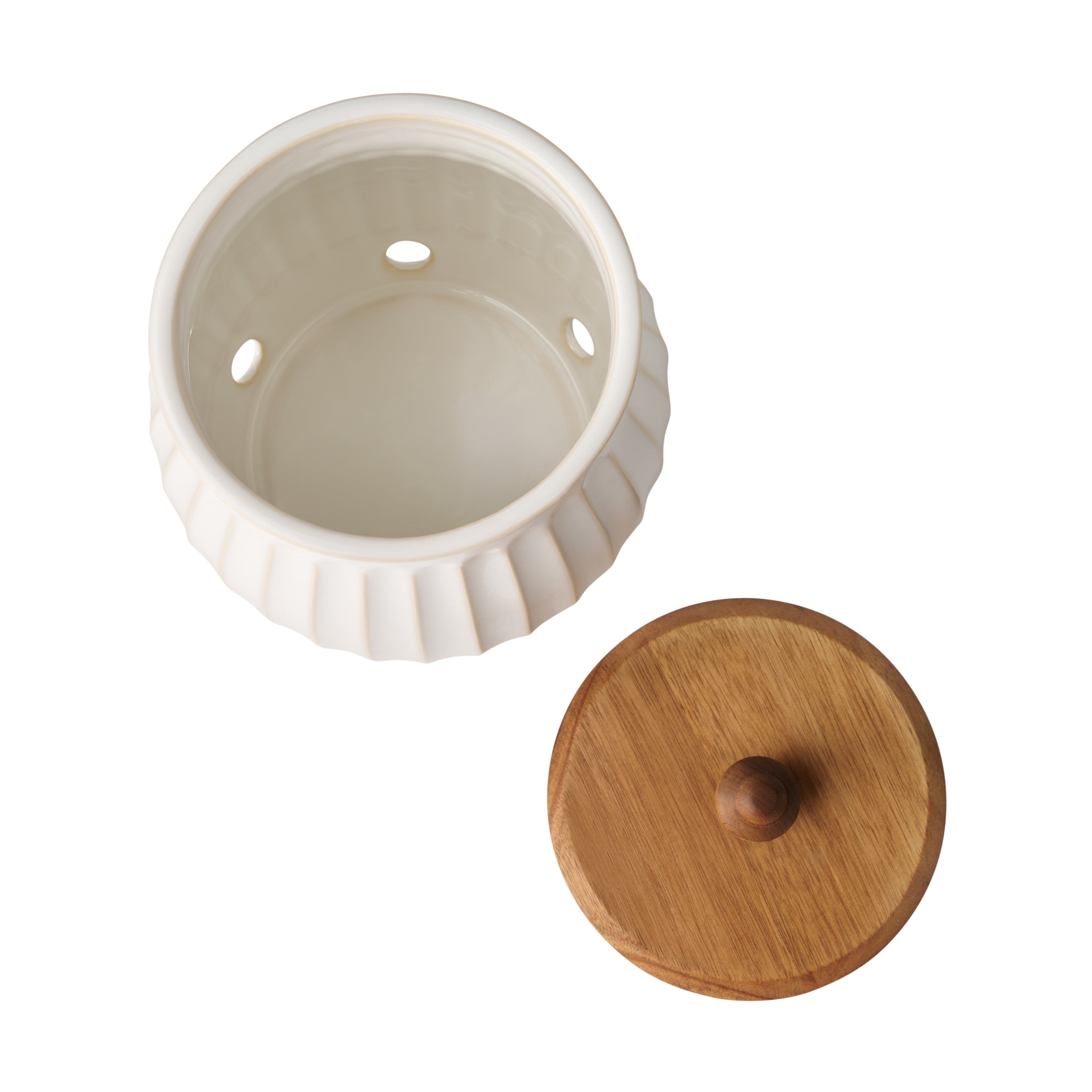 Colette Stoneware Onion Keeper, White | Prairie Lane - View 5