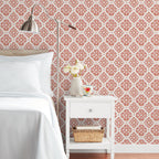 Pink Salmon Washy Trellis Peel and Stick Wallpaper, 18" x 18.86' | Prairie Lane - View 5
