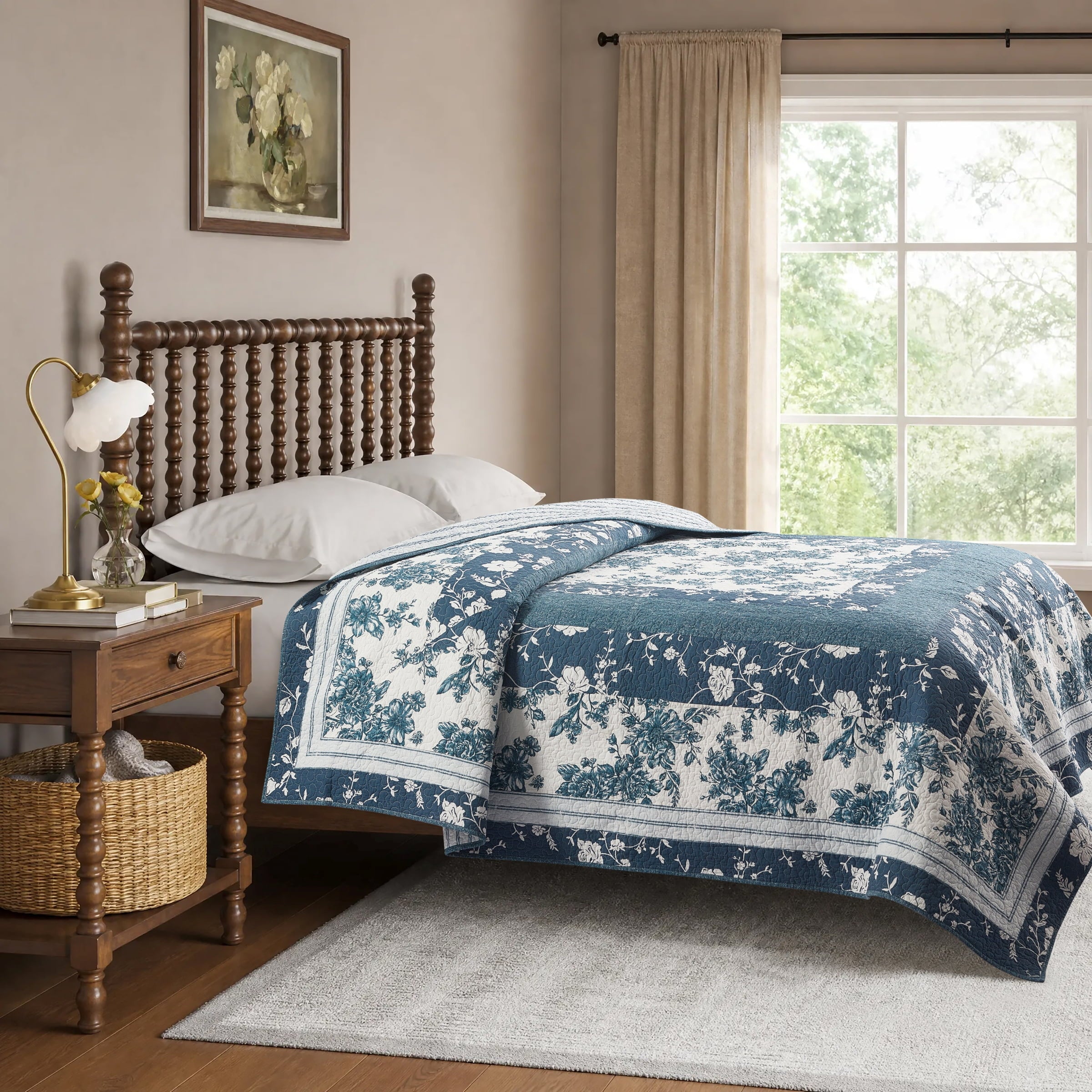 The Pioneer Woman Avery Cotton Patchwork Quilt, Full/Queen, Blue Dust Bedding