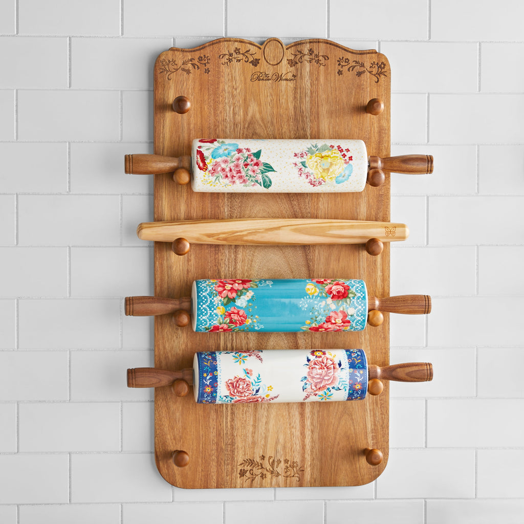 26-inch x 14-inch Wood Rolling Pin Rack | Prairie Lane - View 2