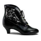DAME-05 - 2" Heel, B.Pink Pu-Lace Victorian Ankle Boot, Lace Pioneer-Blk | Prairie Lane - View 2