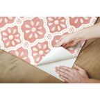 Pink Salmon Washy Trellis Peel and Stick Wallpaper, 18" x 18.86' | Prairie Lane - View 9