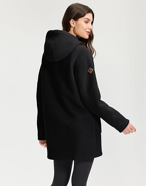 Women's Long Fleece Jacket Thermal Sherpa Lined Full Zip Up Hoodies with | Prairie Lane - View 2