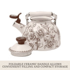 The Pioneer Woman 2.0-Quart Enamel on Steel Agatha Tea Kettle, Brown