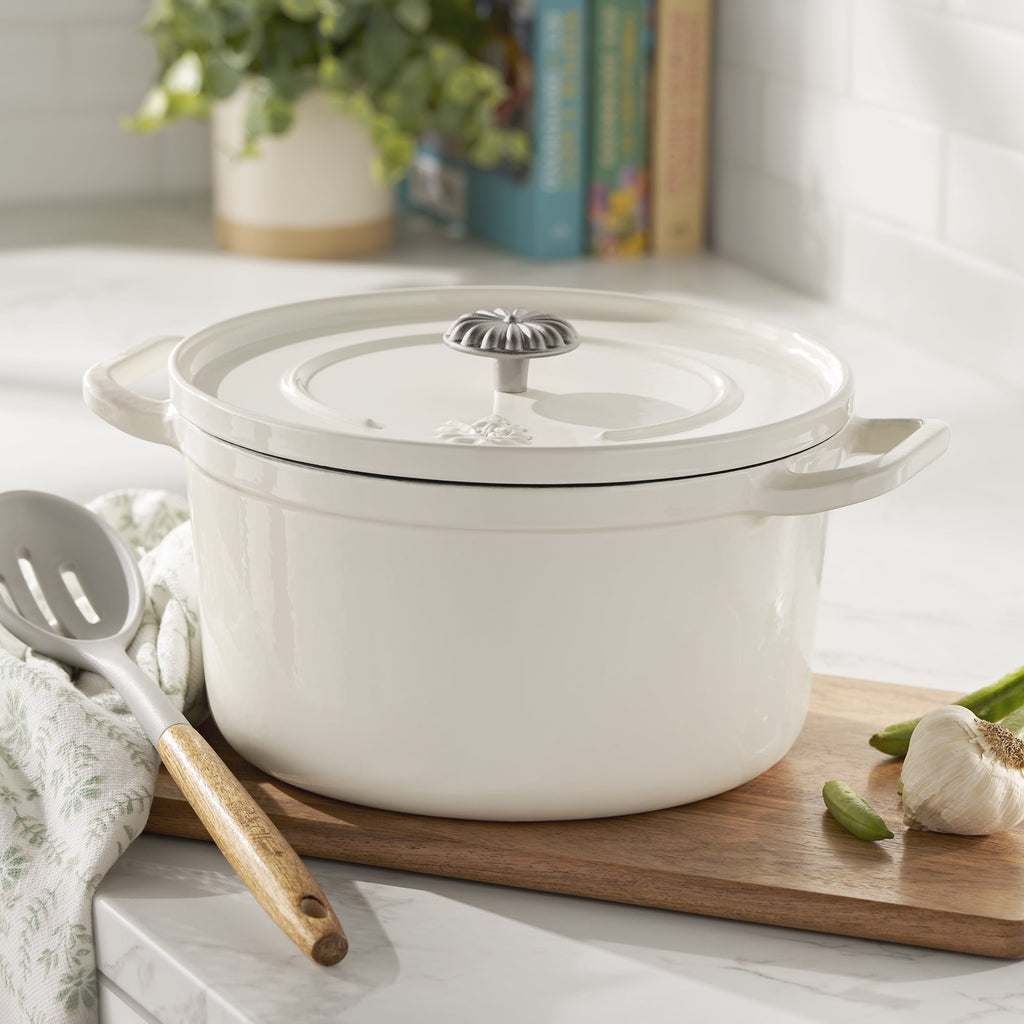 The Pioneer Woman 5-Quart Enameled Cast Iron Dutch Oven with Lid, Linen