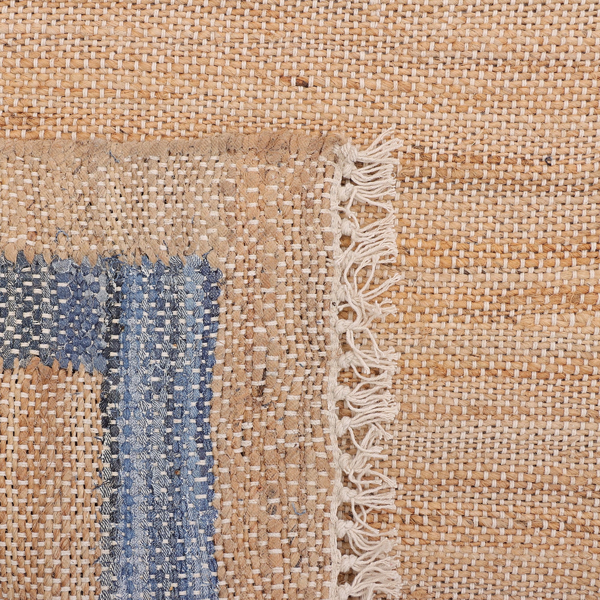 Denim Jute Runner Rug, Natural with Blue Border, 30 x 96 Inches | Prairie Lane - View 6