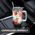 40 Oz Tumbler with Handle Lid and Straw Pioneer Flower Women Stainless Steel | Prairie Lane - View 7