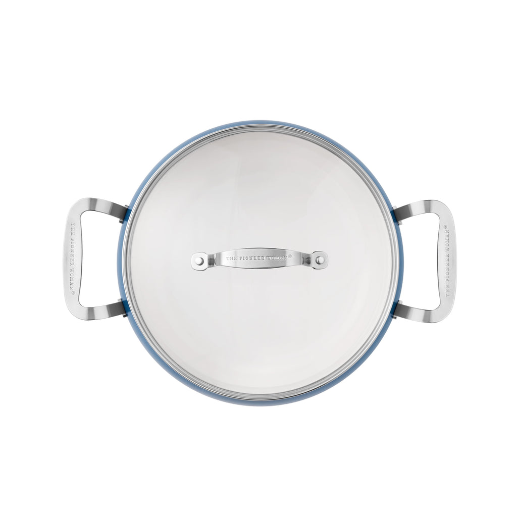 Harlow 7.5 Qt Ceramic Non-Stick Stock Pot with Lid, Denim Blue | Prairie Lane - View 10