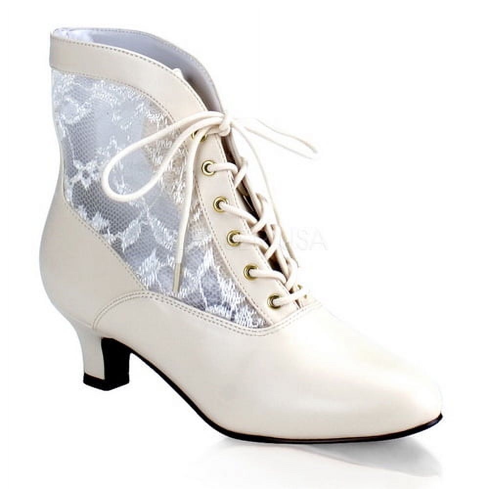 DAME-05 - 2" Heel, B.Pink Pu-Lace Victorian Ankle Boot, Lace Pioneer-Blk | Prairie Lane - View 4