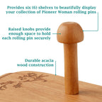 Keepsake Floral 17.7" Ceramic Rolling Pin with Acacia Wood Holder | Prairie Lane - View 7
