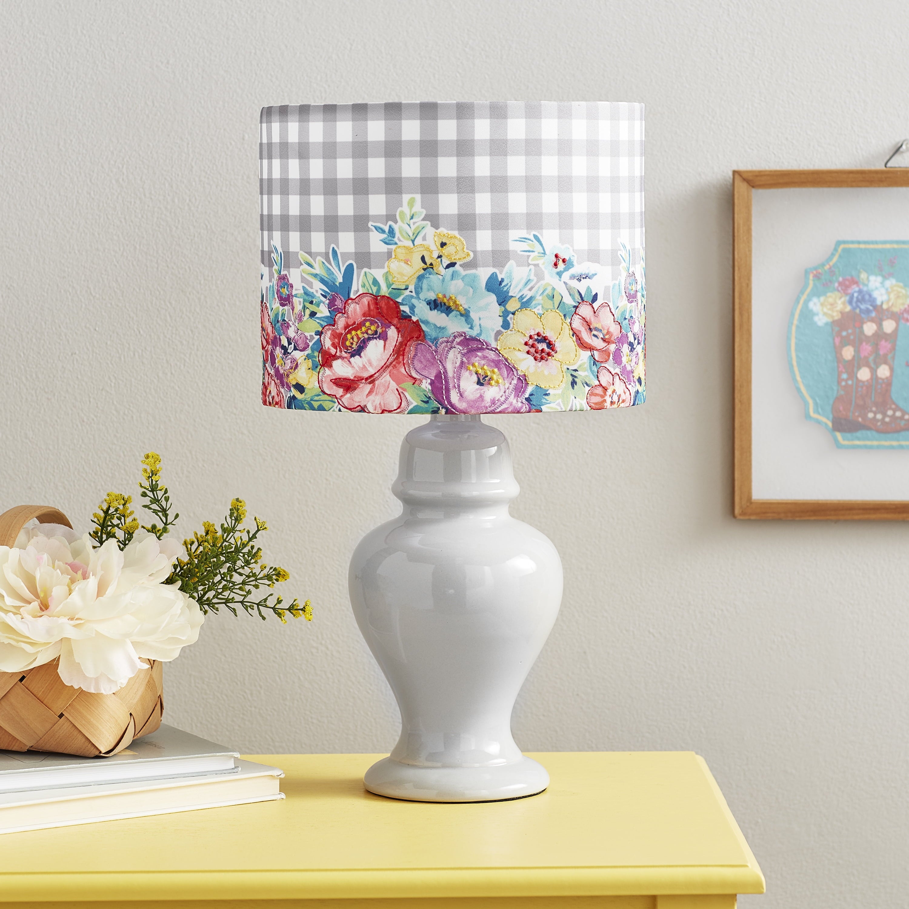 The Pioneer Woman Sweet Romance Table Lamp, Grey Finish with LED Bulb Included