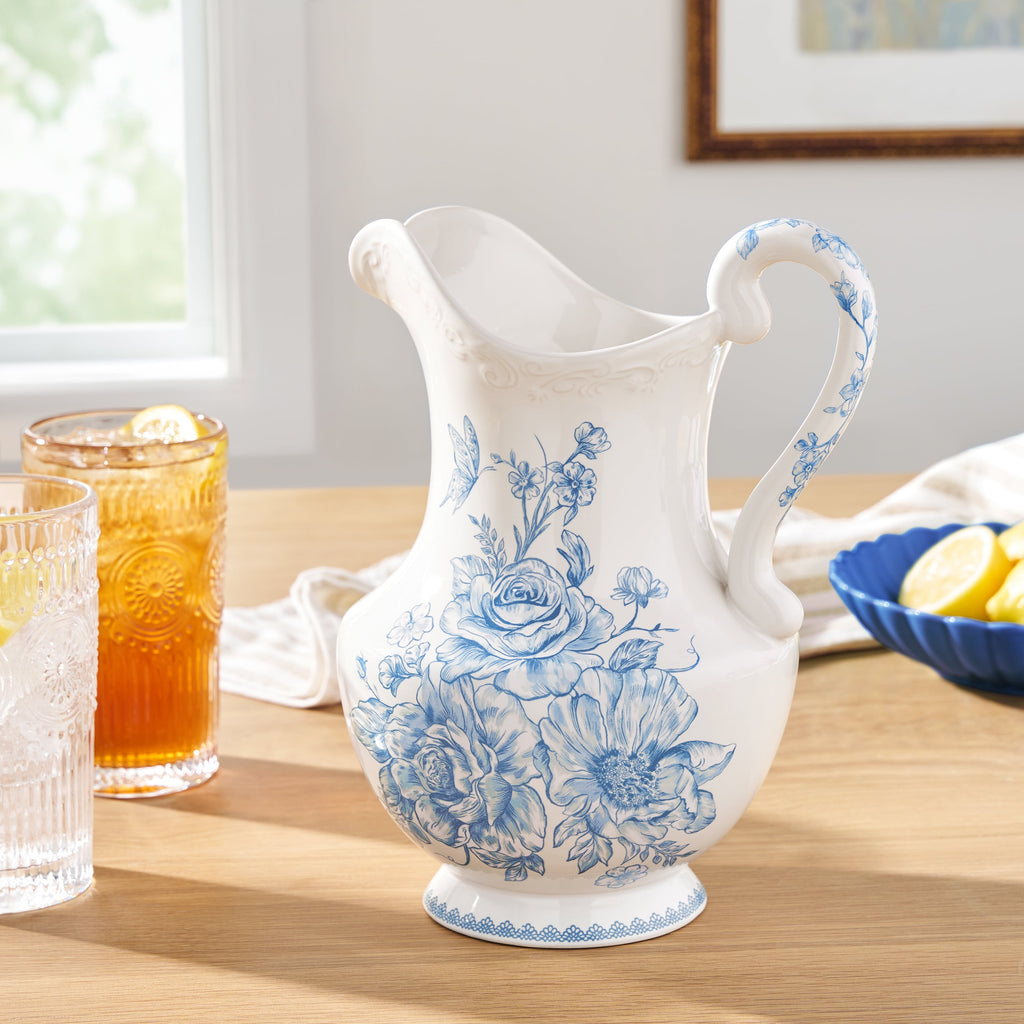 The Pioneer Woman Agatha Stoneware 2-Quart Pitcher, Blue