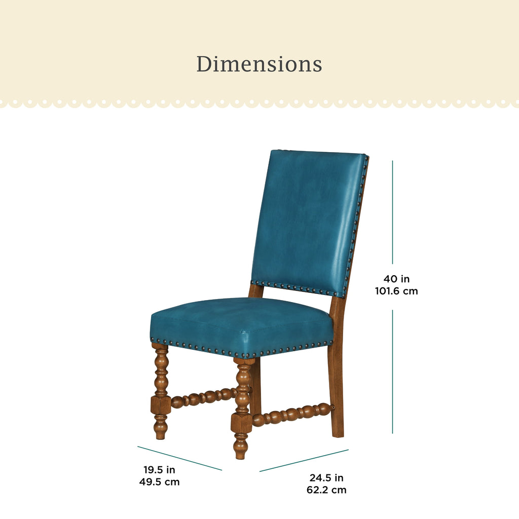 Harper Faux Leather Dining Chairs, Turquoise, Set of 2 | Prairie Lane - View 3