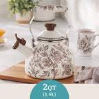 The Pioneer Woman 2.0-Quart Enamel on Steel Agatha Tea Kettle, Brown