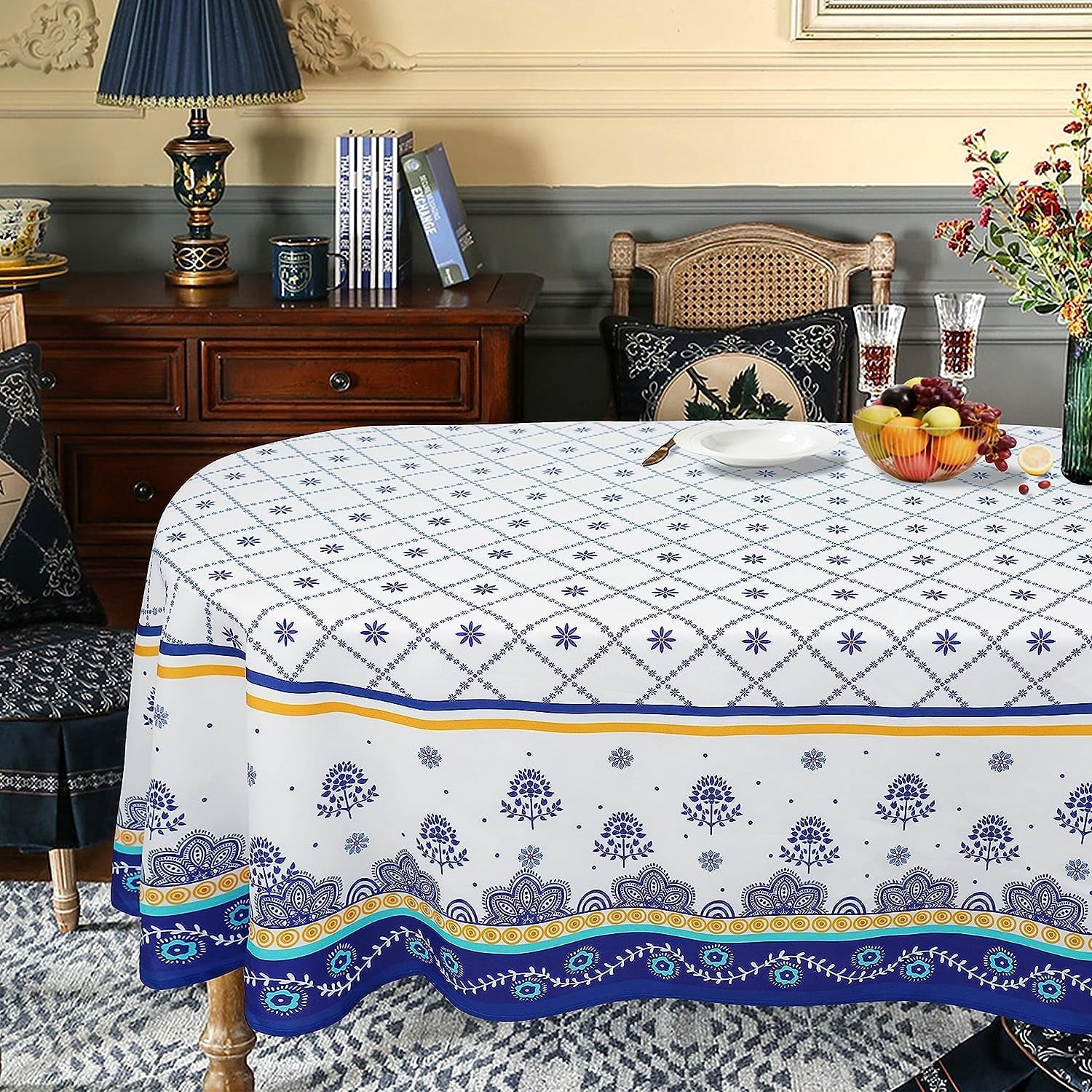 Polish Pottery Style Tablecloth | Prairie Lane - View 3