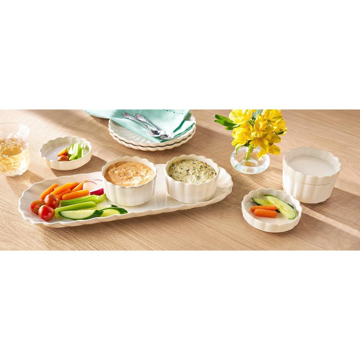 Cream Colette Tray with 3 Bowls with lids | Prairie Lane - View 5