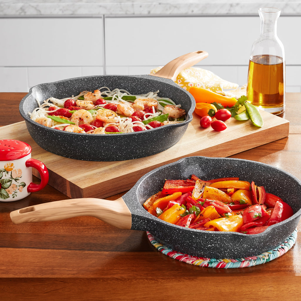Prairie Signature 2-Piece Cast Aluminum 10" & 12" Fry Pan Set, Charcoal Speckle | Prairie Lane - View 2