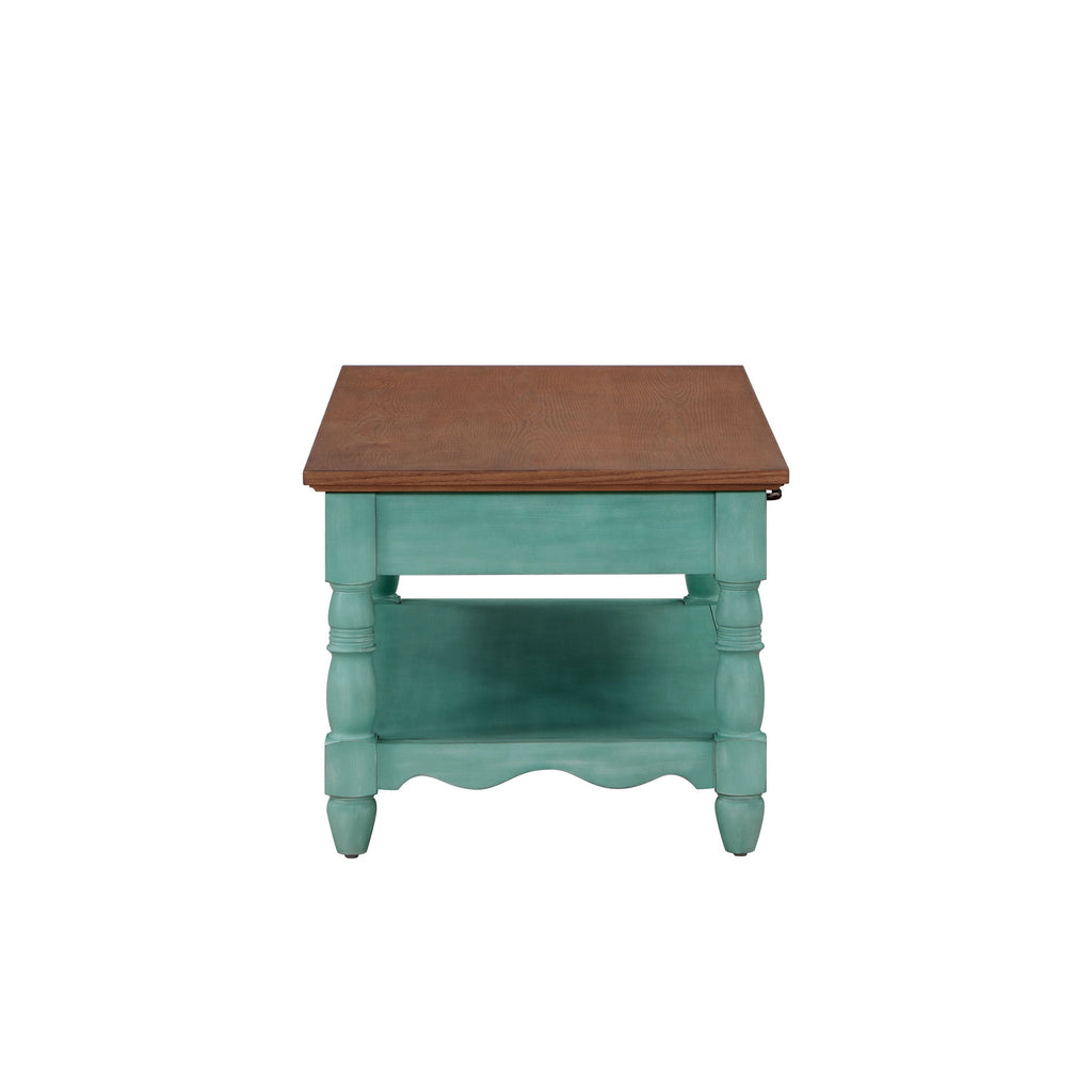 The Pioneer Woman Helen Coffee Table Made With Solid Wood Frame, Teal