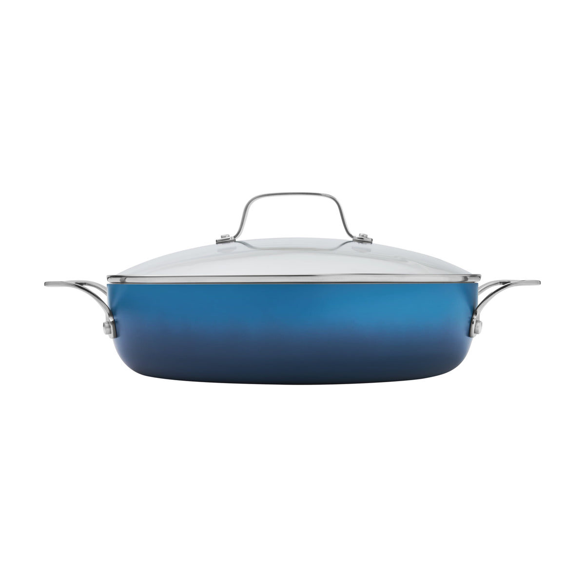 Harlow 12" Ceramic Non-Stick Everyday Pan with Lid, Denim Blue | Prairie Lane - View 4