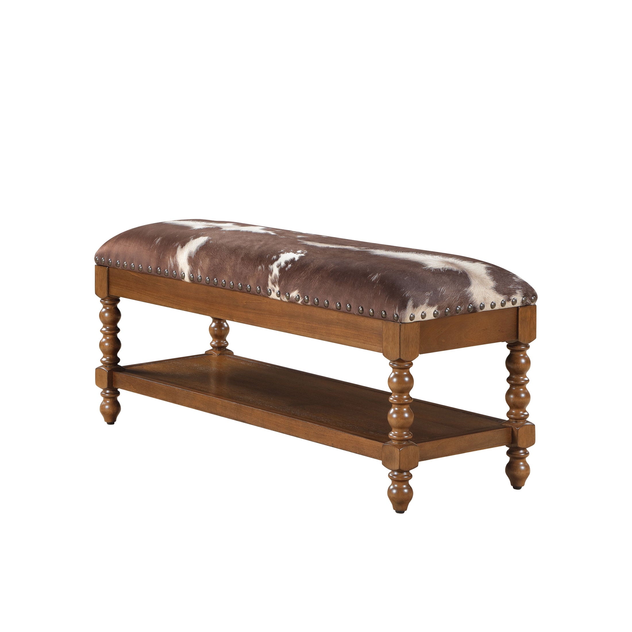 Harper Bench, Faux Cowhide Fabric | Prairie Lane - View 12
