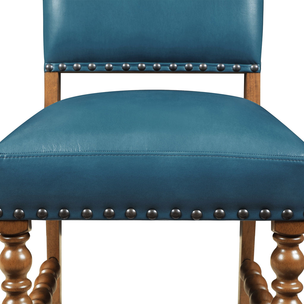 Harper Faux Leather Dining Chairs, Turquoise, Set of 2 | Prairie Lane - View 7