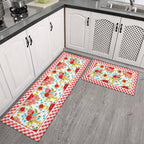 Flower Kitchen Mat Sets 2 Piece Farmhouse Anti Fatigue Waterproof Stain Resistant Floor Rug Non Slip Pioneer Flower Woman Kitchen Laundry Room Rug - 17x30+17x47Inch