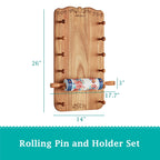 Keepsake Floral 17.7" Ceramic Rolling Pin with Acacia Wood Holder | Prairie Lane - View 3