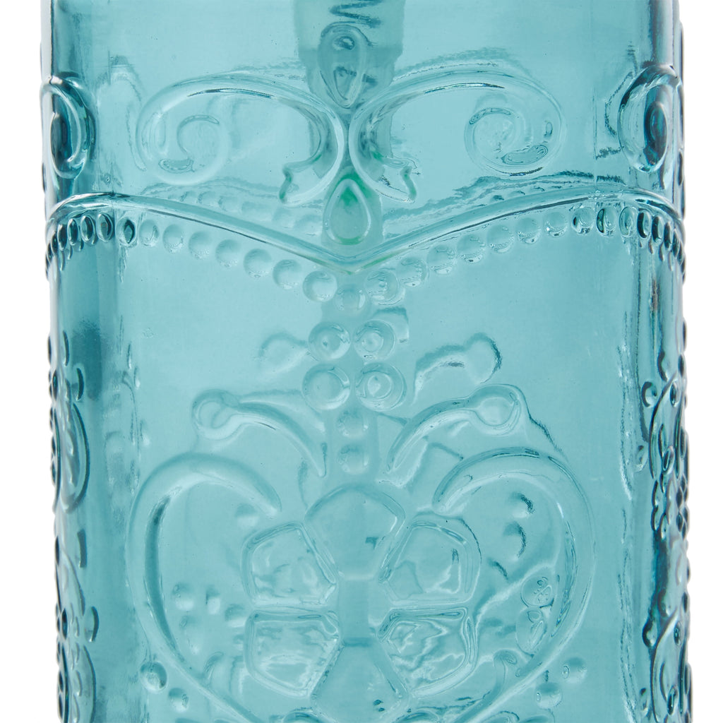 Teal 2 Piece Embossed Glass Bath Accessory Set, The Pioneer Woman Amelia