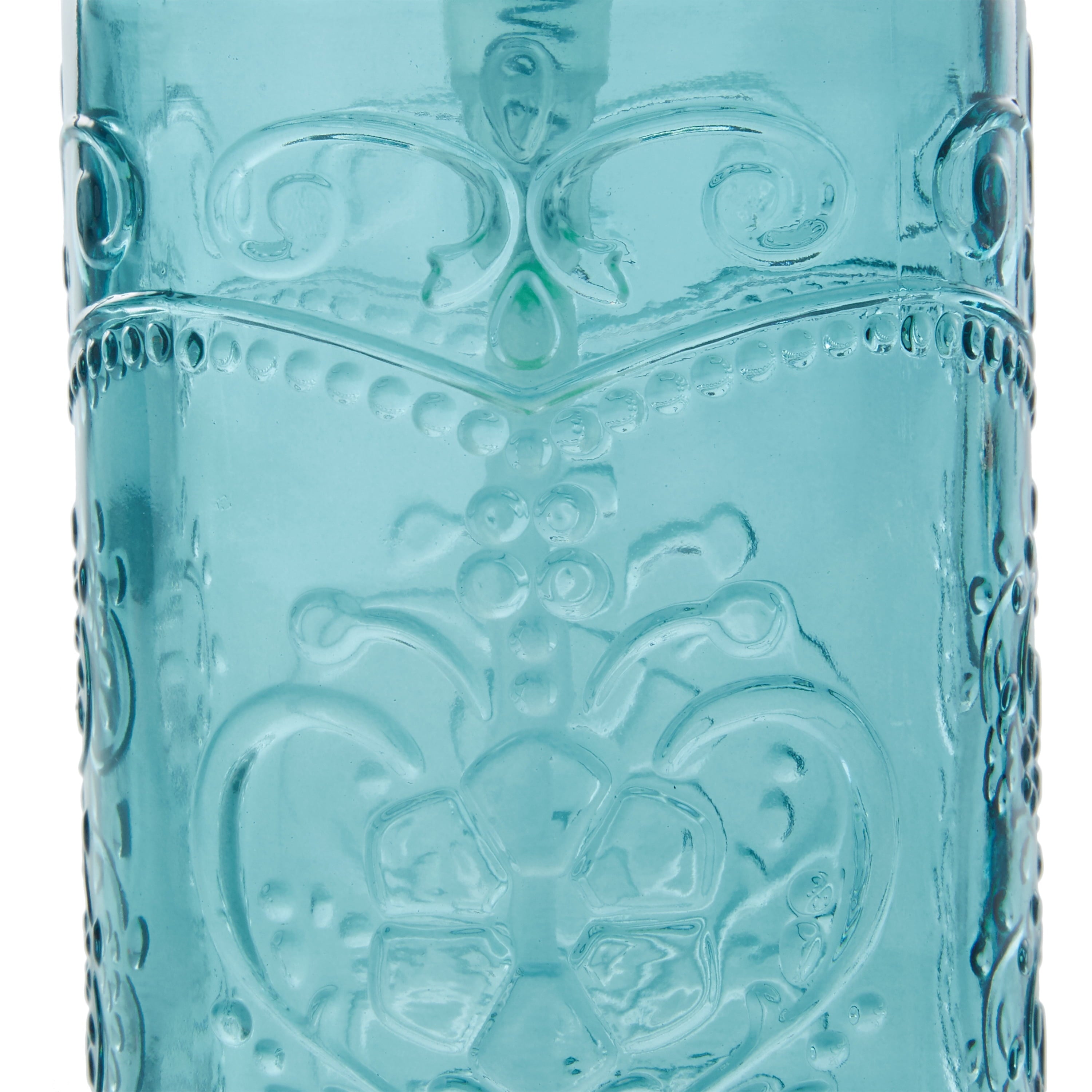 Teal 2 Piece Embossed Glass Bath Accessory Set, The Pioneer Woman Amelia
