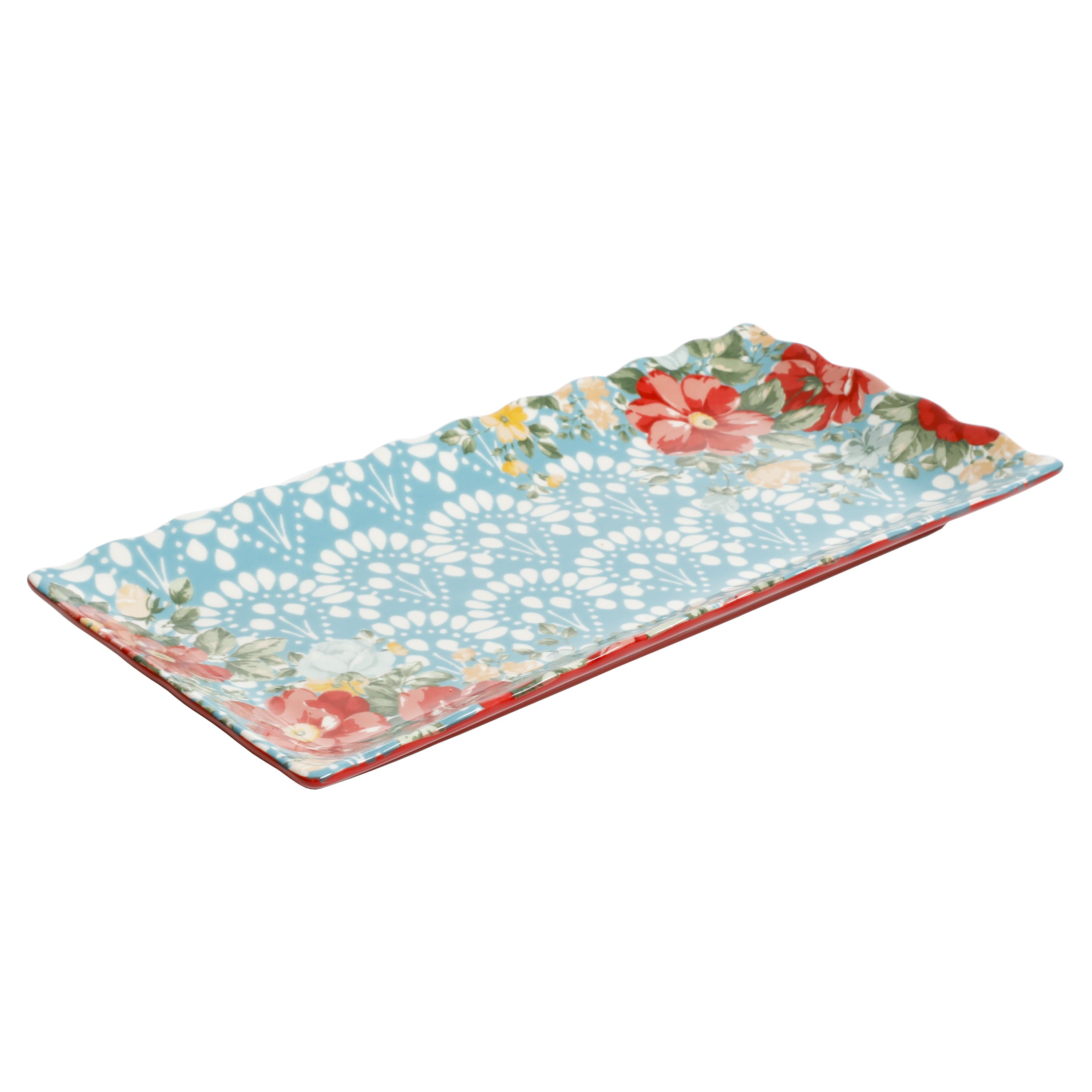 Floral Medley 12.3" Stoneware Serving Platters, 3-Piece Set | Prairie Lane - View 8