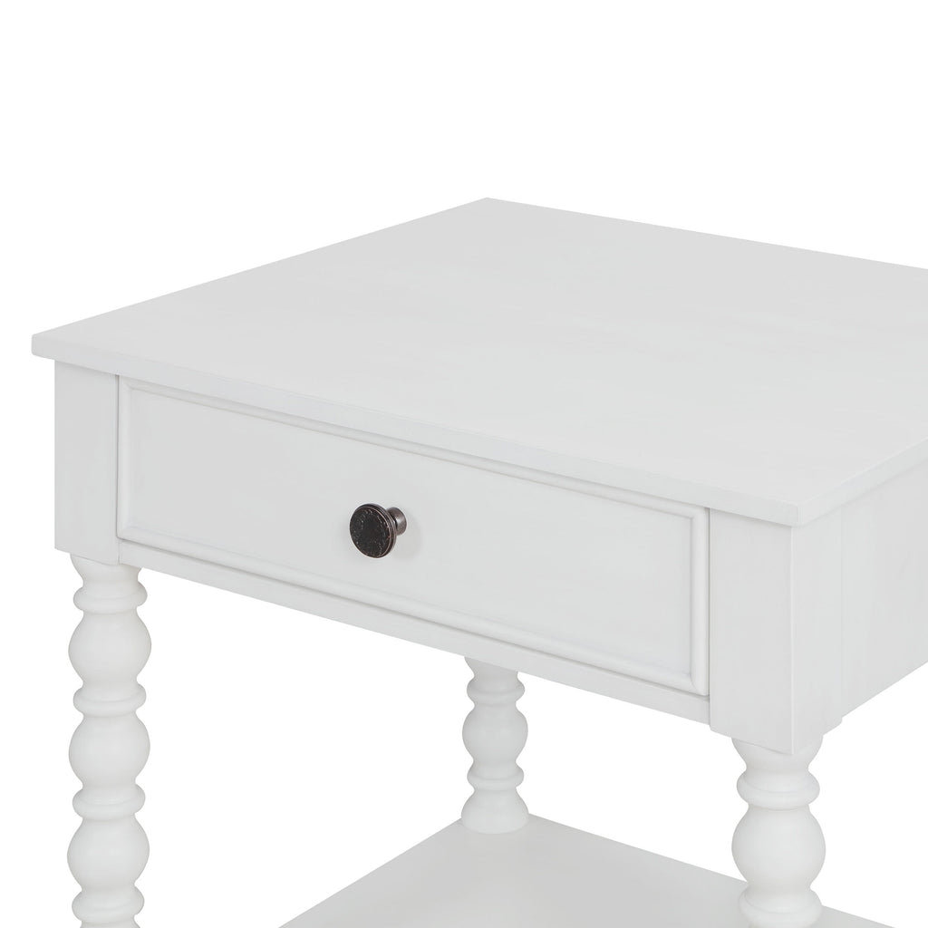 The Pioneer Woman Harper Spindle Nightstand with USB Charging Ports, Adults and Teens, White Finish