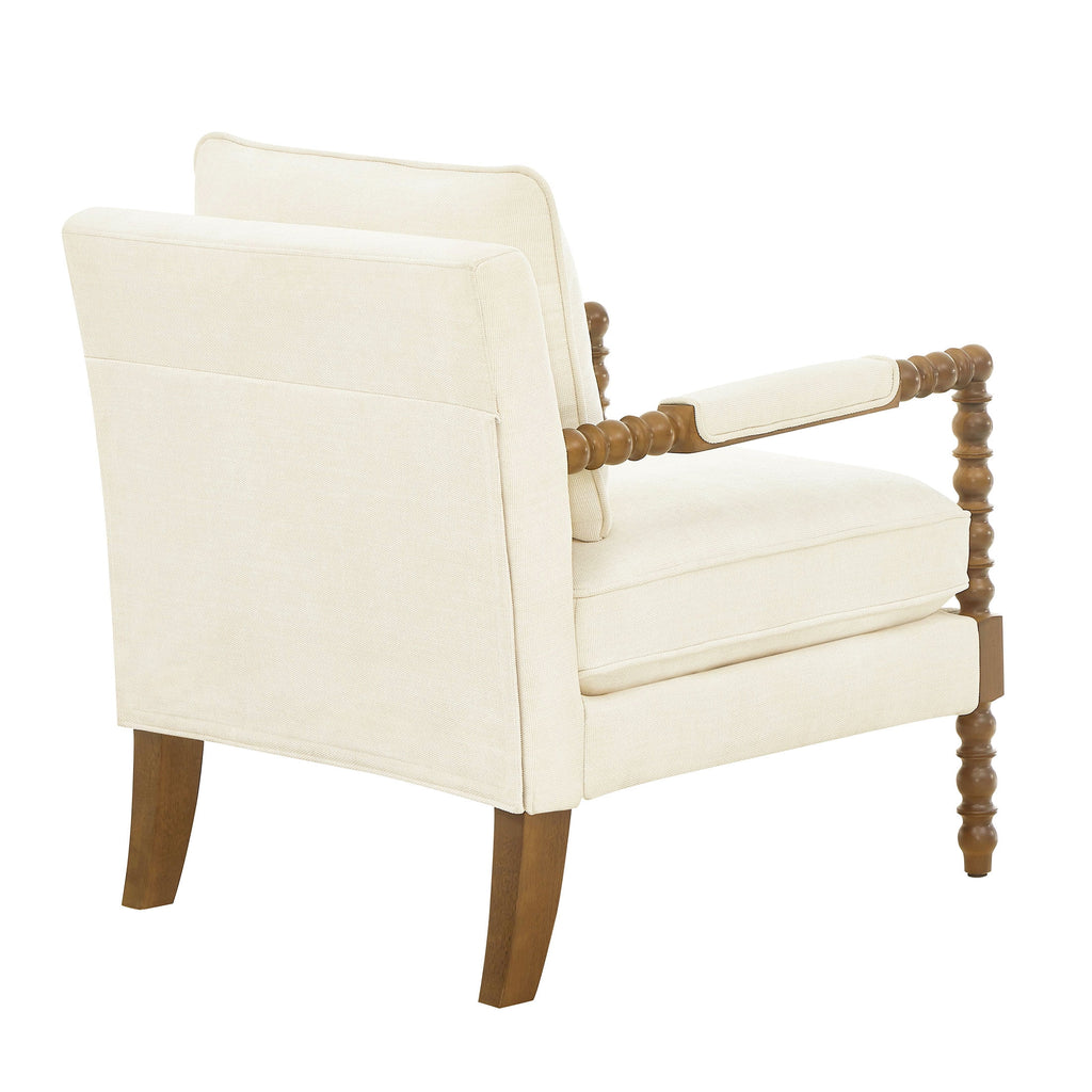 Pioneer Woman Harper Spindle Accent Chair, Antique White Fabric Upholstery